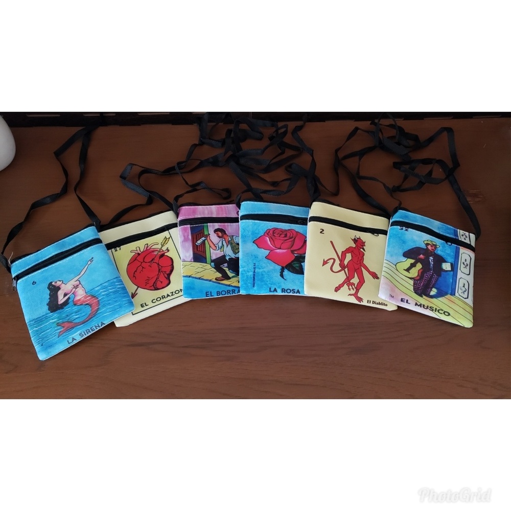 2 for $11 of Mini Crossbody purse Loteria La Rosa - Picture 1 of 2